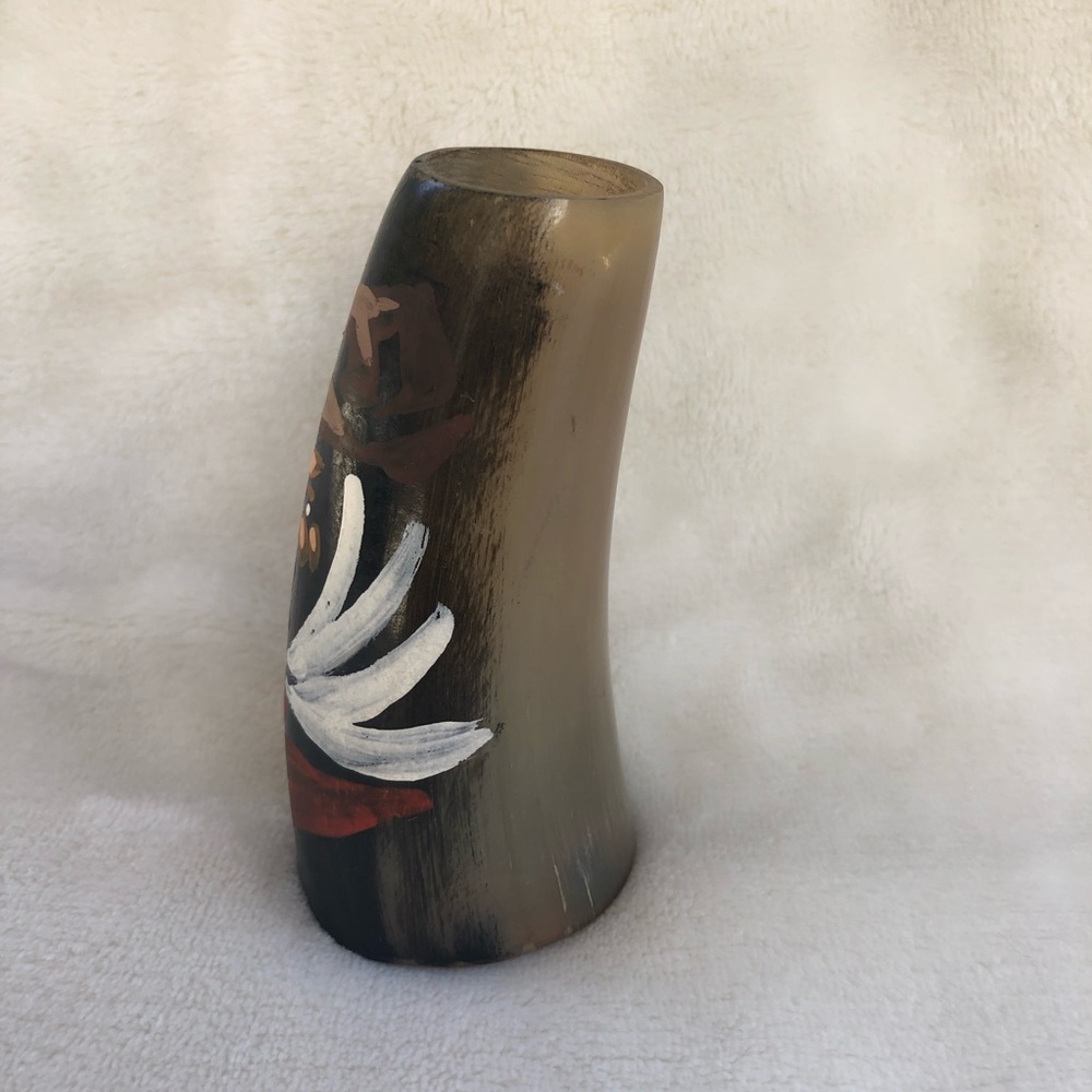 Hand Painted Steer Bull Cow Horn Cup - Mexican Indian - Picture 2 of 12